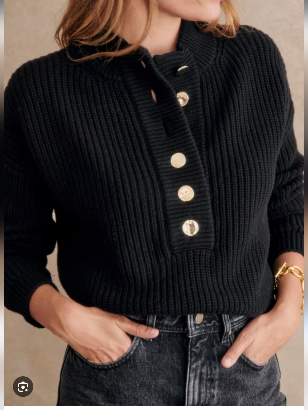 Sezane Lucas Black Sweater XS